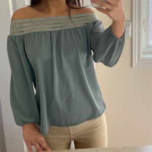 Teal Long Sleeve Blouse (Off Shoulder)